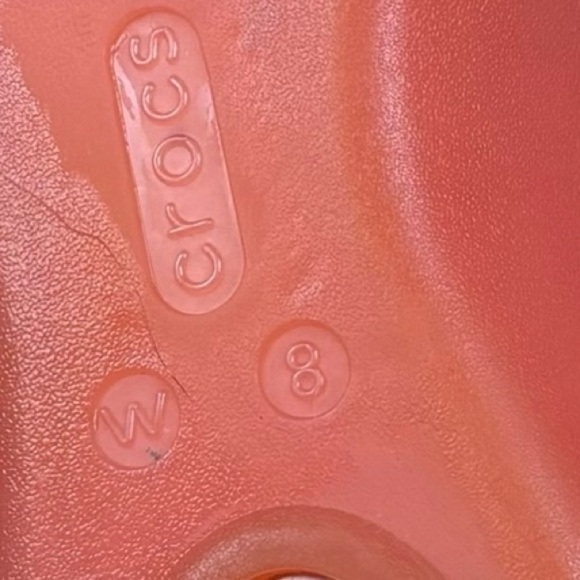 CROCS Isabella Flat Mini Wedges Pink and Orange Sandals Women’s Sz 8 - Picture 9 of 9